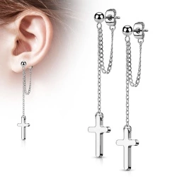 Сережки хрести із сталі з ланцюжками Spikes SE4089 lan-2945