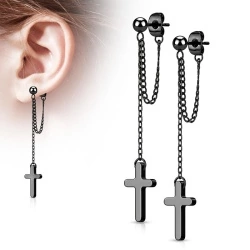 Сережки хрести із сталі з ланцюжками Spikes SE4089 lan-2945