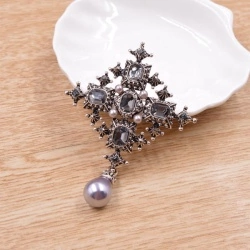 Брошка Хрест із перлиною lan-3221