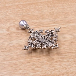 Брошка Хрест із перлиною lan-3221