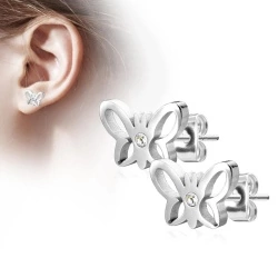 Серьги гвоздики из стали Spikes Бабочка