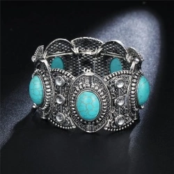 Браслет на резинке Бохо с бирюзой