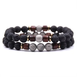 Браслети з натурального каменю: Лавовий камінь та мармур з деревом.