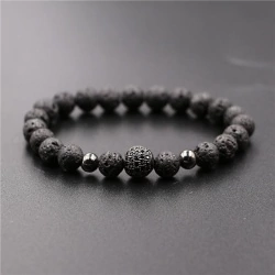 Браслети з лавового каменю з кришталевою намистиною.