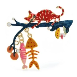 Брошка щаслива кішка