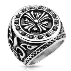 Перстень из стали Spikes Крест тамплиера