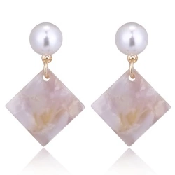 Сережки підвіски Перламутровий акриловий ромб