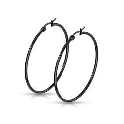 Сережки кільця із сталі Spikes Чорні SEH01K