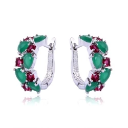 Серьги с английским замком Multicolor Zircon