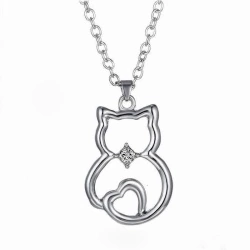Кулон Кошечка силуэт серебристого цвета