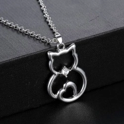 Кулон Кошечка силуэт серебристого цвета