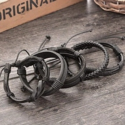 Шкіряний набір браслетів lan – 2497 набір з 5 шт.