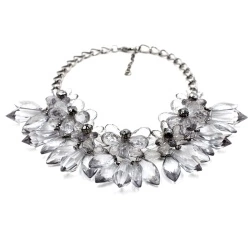 Колье Кристальное с чёрной цепочкой