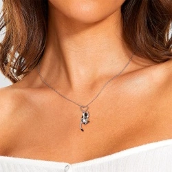 Цепочка с кулоном кошечка на сердце lan-3054