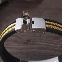 Мужской браслет с каучуком и сталью lan – 1869