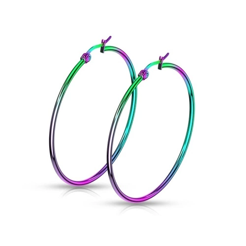 Серьги кольца из стали Spikes Хамелеон SEH01W