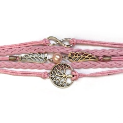 Шкіряний жіночий браслет Рожева мрія