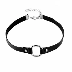 Кожаный чокер с кольцом lan-2023