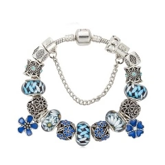 Браслет в стиле пандора Синие Цветы