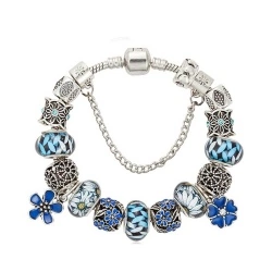 Браслет в стиле пандора Синие Цветы