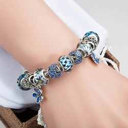 Браслет в стиле пандора Синие Цветы