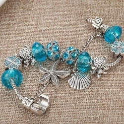 Браслет в стиле пандора Морская волна