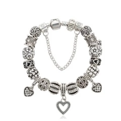 Браслет в стиле пандора Серебристое сердце