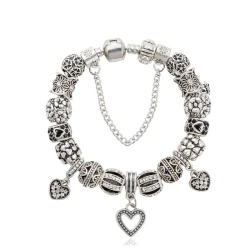 Браслет в стиле пандора Серебристое сердце