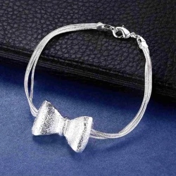 Браслет цепочка с подвеской Бант посеребренный
