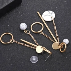 Длинные серьги круги Черное и белое lan-2972