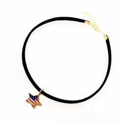 Замшевый чокер чёрного цвета с кулоном флаг США lan-304