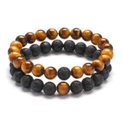 Браслеты из натурального лавового камня и тигровый глаз 2 шт