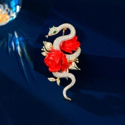 Брошка Змія в трояндах lan-2966
