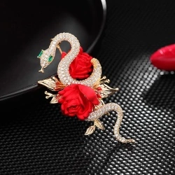 Брошка Змія в трояндах lan-2966