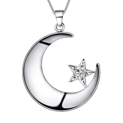 Серебреная цепочка и кулон Месяц и звезда