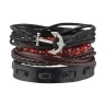 Кожаный браслет с якорем набор из 4 штук
