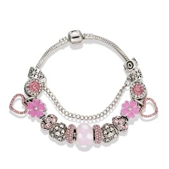 Браслет в стиле пандора Розовое сердце lan-3110