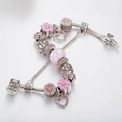 Браслет в стиле пандора Розовое сердце lan-3110