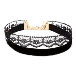 Чокер на шию чорного кольору lan-310 набір з 2 шт.