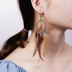 Серьги перья в бохо стиле lan-2990