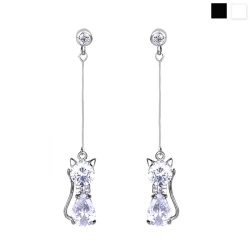Длинные серьги Кошка с кристаллами
