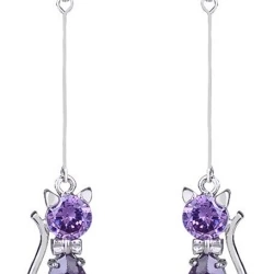 Длинные серьги Кошка с кристаллами