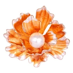Брошка Квітка з перлиною