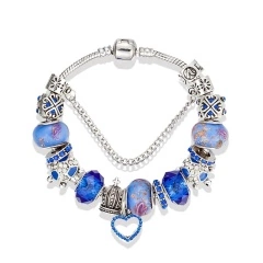 Браслет в стиле пандора Синее сердце lan-3113