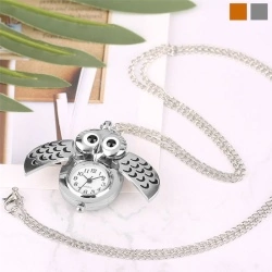 Часы кулон на цепочке Сова с раздвижными крыльями