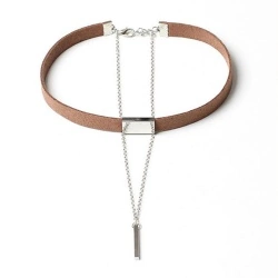 Замшевий чокер срібна пластина з підвіскою lan-671.