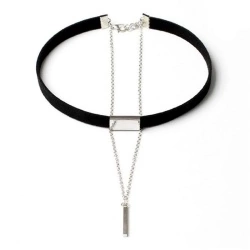 Замшевий чокер срібна пластина з підвіскою lan-671.