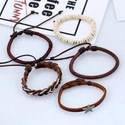 Шкіряний браслет Зірка (набір із 5 штук)