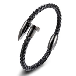 Чоловічий шкіряний браслет Цвях