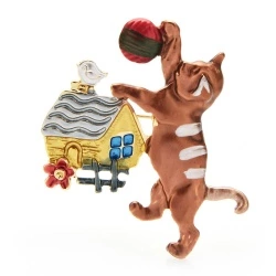 Брошка кіт і клубок